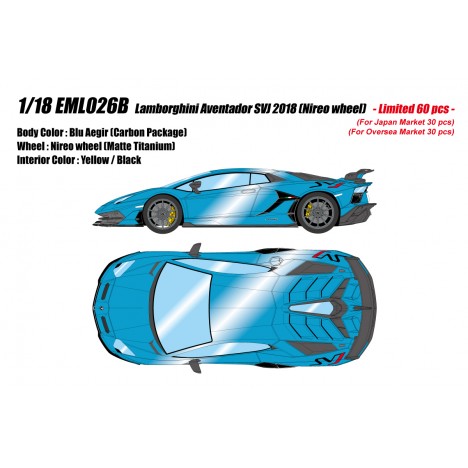 Lamborghini Aventador SVJ (Blu aegir) 1/18 Make-Up Eidolon EML026B