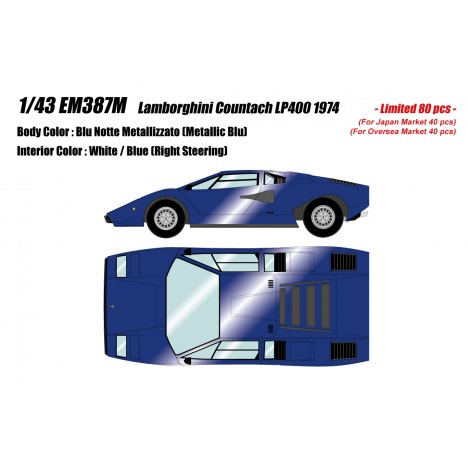 Lamborghini Countach LP400 1974 (Blu Notte Metallizzato) 1/43 Make Up Eidolon Make Up - 1