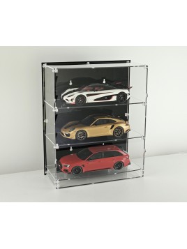 3-level wall display case for miniature cars  - 1