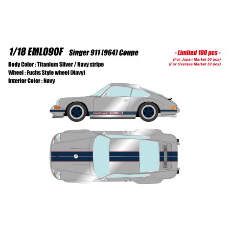 Porsche Singer 911 (964) Coupe (Titanium Silver) 1/18 Make-Up Eidolon Make Up - 1