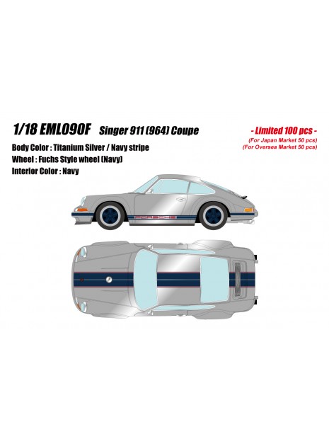 Porsche Singer 911 (964) Coupe (Titanium Silver) 1/18 Make-Up Eidolon Make Up - 1