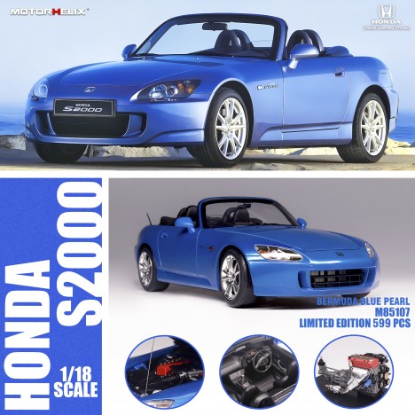 Honda S2000 (AP2) (Bermuda Blue) 1/18 Motorhelix Motorhelix - 2