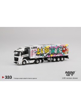 Mercedes-Benz Actros w/ 40 Ft Container LBWK 1/64 Mini GT  - 1