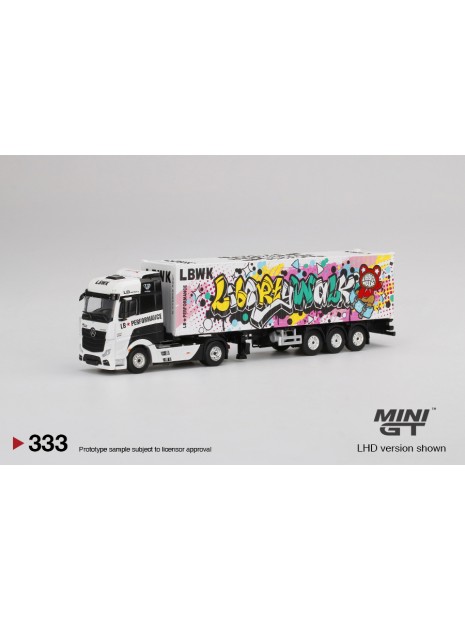 Mercedes-Benz Actros w/ 40 Ft Container LBWK 1/64 Mini GT  - 1