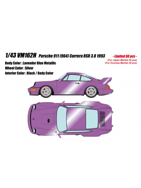 Porsche 911 (964) RSR 3.8 1993 (Lavender Blue) 1/43 Make Up Vision Make Up - 1