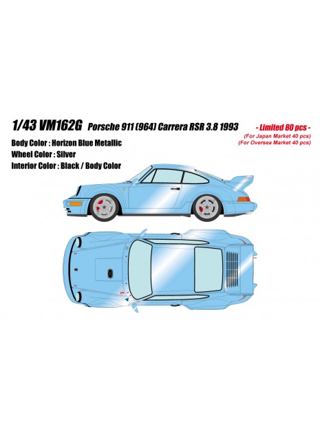 Porsche 911 (964) RSR 3.8 1993 (Horizon Blue) 1/43 Make Up Vision Make Up - 1