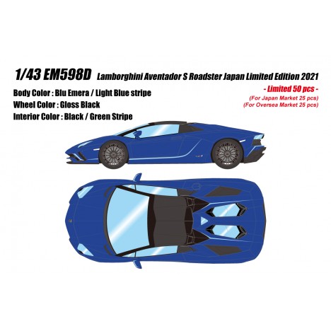 Lamborghini Aventador S Roadster Japan Limited Edition (Blu Emera) 1/43 Make Up Eidolon Make Up - 1