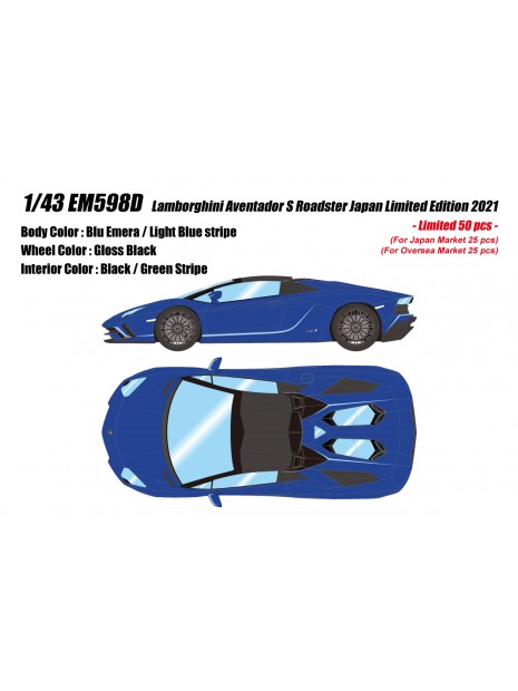 Lamborghini Aventador S Roadster Japan Limited Edition (Blu Emera) 1/43 Make Up Eidolon Make Up - 1