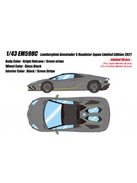 Lamborghini Aventador S Roadster Japan Limited Edition (Grigio Vulcano) 1/43 Make Up Eidolon Make Up - 1