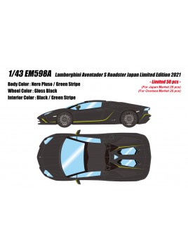 Lamborghini Aventador S Roadster Japan Limited Edition (Nero Pulso) 1/43 Make Up Eidolon Make Up - 1