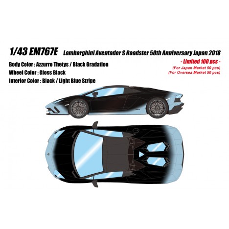 Lamborghini Aventador S Roadster 50th Anniversary Japan 2018 (Azzurro Thetys) 1/43 Make Up Eidolon Make Up - 1