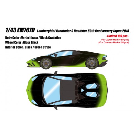 Lamborghini Aventador S Roadster 50th Anniversary Japan 2018 (Verde Ithaca) 1/43 Make Up Eidolon Make Up - 1