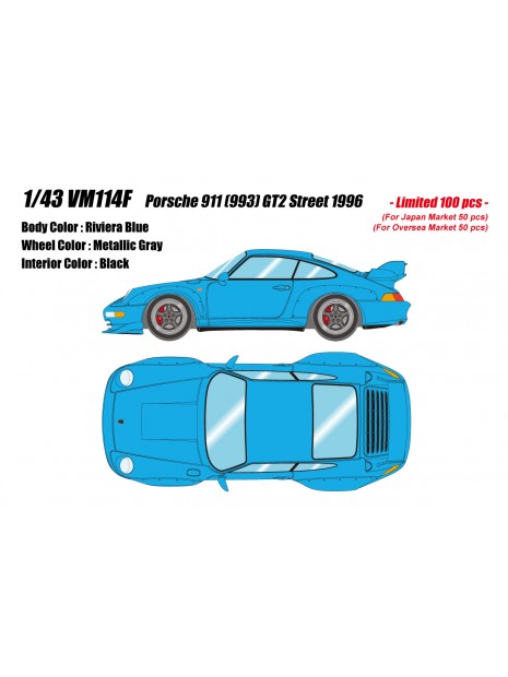 Porsche 911(993) GT2 Street 1996 (Riviera Blue) 1/43 Make Up Vision Make Up - 1