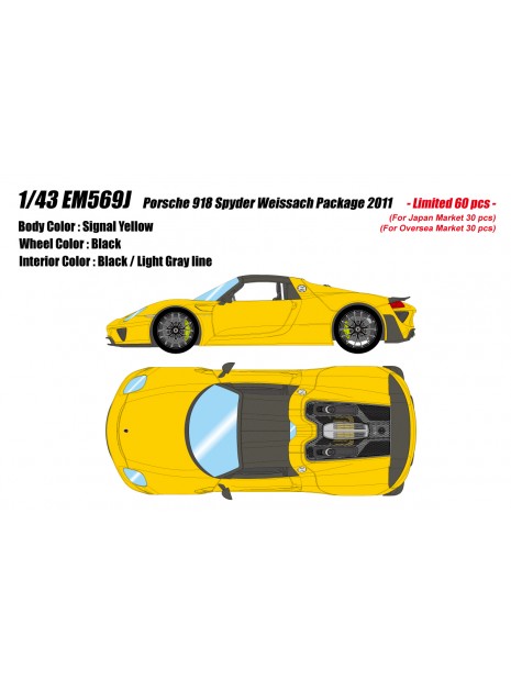 Porsche 918 Spyder Weissach Package (Signal Yellow) 1/43 Make-Up Eidolon Make Up - 1