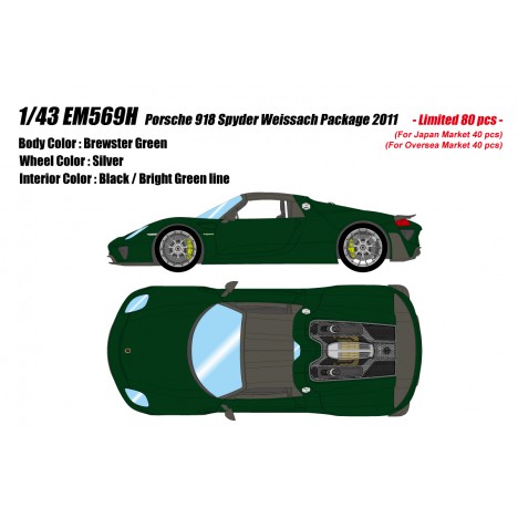 Porsche 918 Spyder Weissach Package (Brewster Green) 1/43 Make-Up Eidolon Make Up - 1