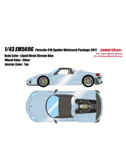 Porsche 918 Spyder Weissach Package (Liquid Metal Chrome Blue) 1/43 Make-Up Eidolon Make Up - 1