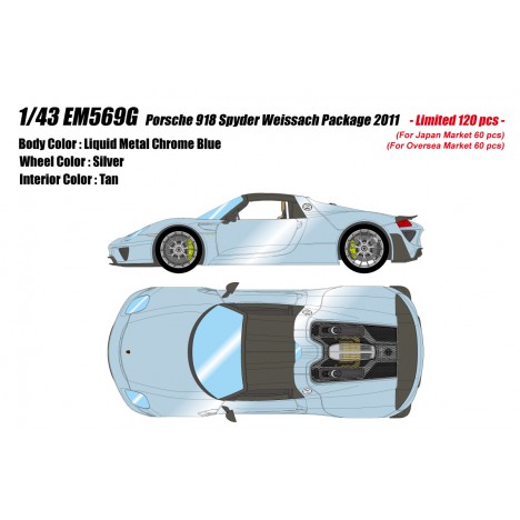 Porsche 918 Spyder Weissach Package (Liquid Metal Chrome Blue) 1/43 Make-Up Eidolon Make Up - 1